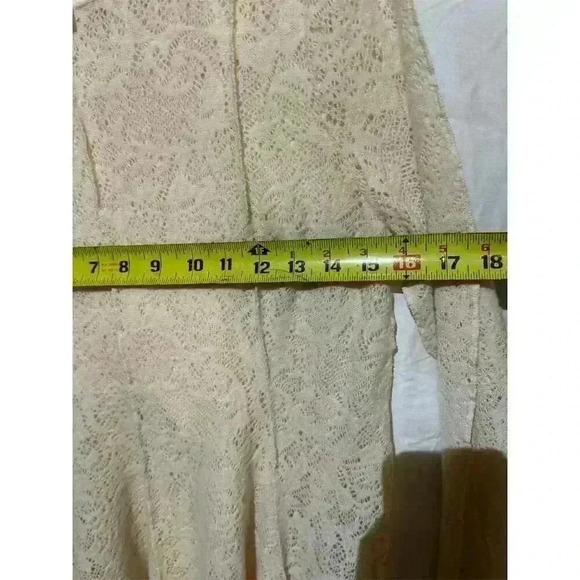 Free People Coffee in The Morning Ivory Lace Floral Tunic Top Size S Long Sleeve - Picture 8 of 12